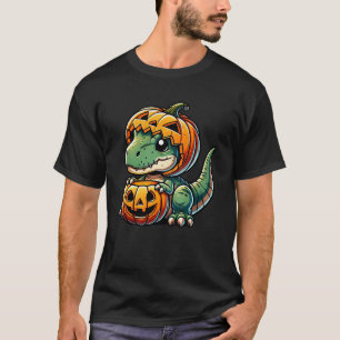 Camiseta Halloween dino T-Rex dinosaurio calabaza lindo per