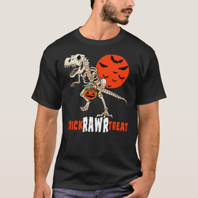 Camiseta Halloween Dinosaur Boys Trick Rawr Treat Scary Tod (Anverso)