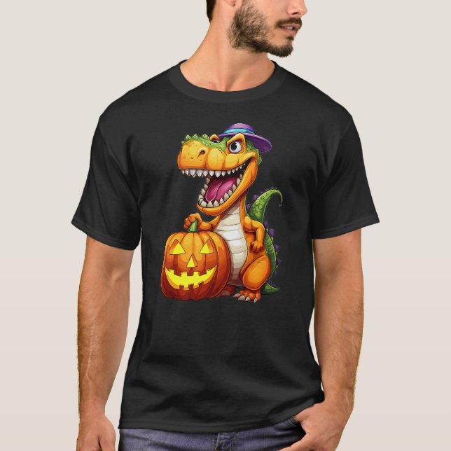 Camiseta Halloween Dinosaur Pumpkin (Anverso)