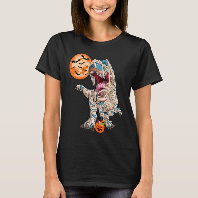 Camiseta Halloween Dinosaur Pumpkin Boys Kids Dinosaur rex  (Anverso)