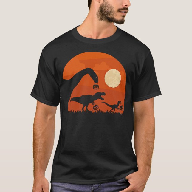 Camiseta Halloween Dinosaur Shirt T-Rex Pumpkin Gift Kids (Anverso)