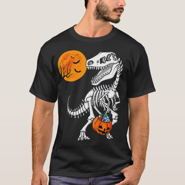 Camiseta Halloween Dinosaur T Rex Skeleton Scary Boys (Anverso)
