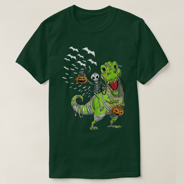 Camiseta Halloween Dinosaur T Rex Skeleton Scary BoysTeens  (Diseño del anverso)
