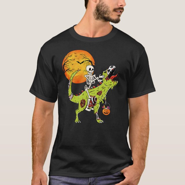 Camiseta Halloween Dinosaur Zombie T Rex Skeleton Boys Todd (Anverso)