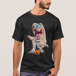 Camiseta Halloween Dinosaurio T Rex Mummy Calabaza Niños D