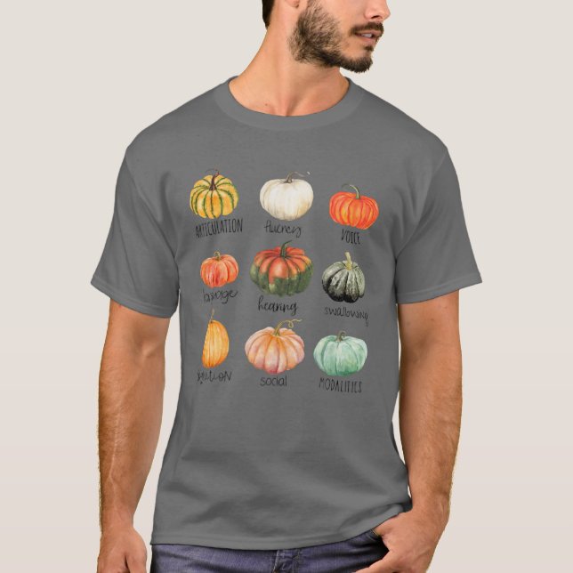 Camiseta Halloween divertida terapia de habla Calabaza SLP  (Anverso)