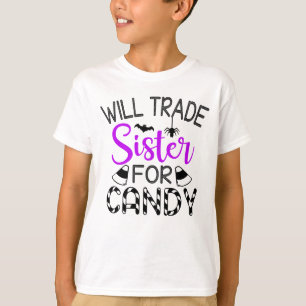 Camiseta Halloween divertido de Will Trade Sister por Candy