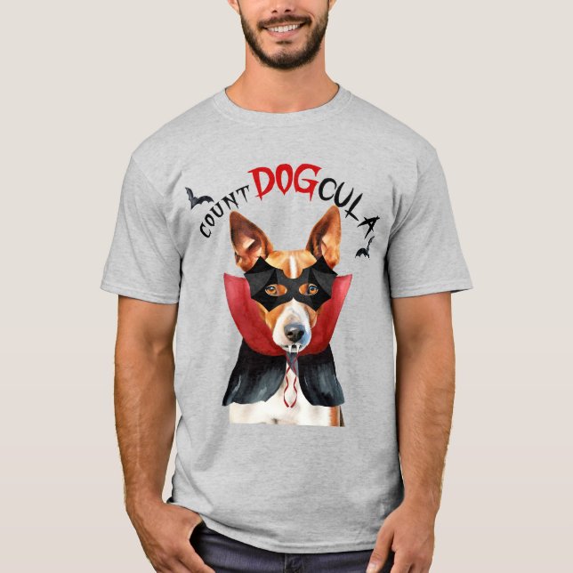 Camiseta Halloween divertido del perro del vampiro de Basen (Anverso)