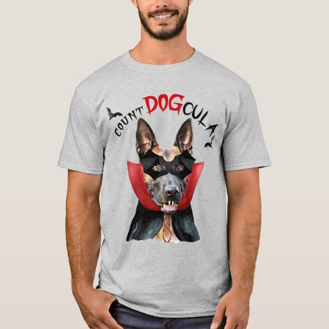 Camiseta Halloween divertido del perro vampiro malinés belg (Anverso)