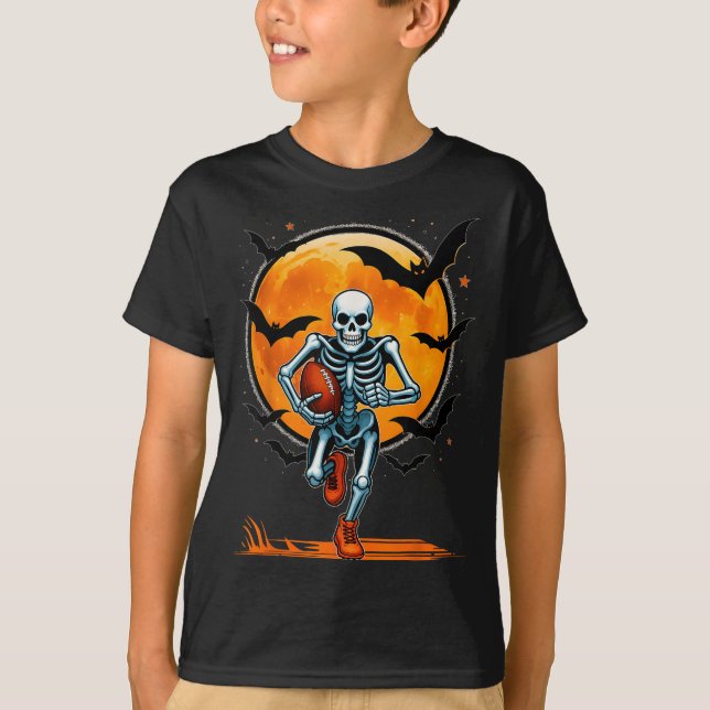Camiseta Halloween, divertido jugador de esqueleto de fútbo (Anverso)