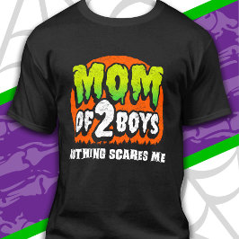 Camiseta Halloween divertido nada me asusta mamá de 2 niños