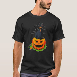 Camiseta Halloween Doberman Perro Gunge Calabaza Jack O Lan