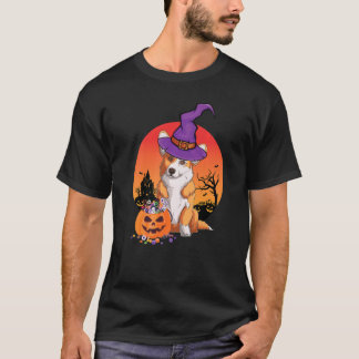Camiseta Halloween Dog  Cute Corgi Witch Hat Pumpkin