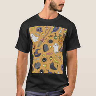 Camiseta Halloween Doodle Objects Seless Pattern