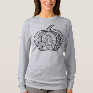 Camiseta Halloween doodles boho zentangles pumpkins Autumn