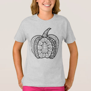 Camiseta Halloween doodles boho zentangles pumpkins Autumn