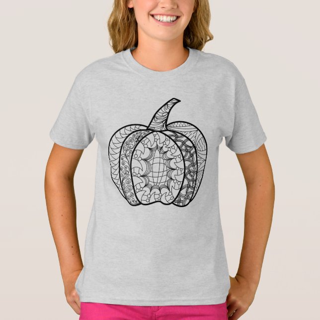 Camiseta Halloween doodles boho zentangles pumpkins Autumn (Anverso)