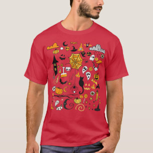 Camiseta Halloween Doodles Halloween Pequeñas Cosas Brujas
