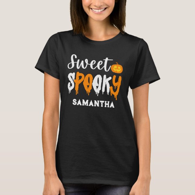 Camiseta halloween dulce y espeluznante personalizado (Anverso)