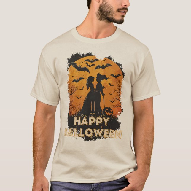 Camiseta Halloween-Duo im Mondlicht (Anverso)