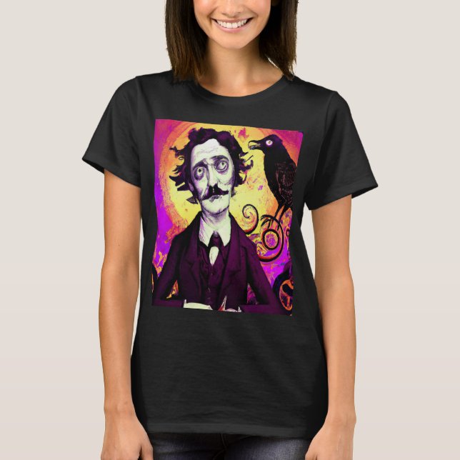 Camiseta Halloween, Edgar Allen Poe, Raven, Nevermore T-Sh (Anverso)