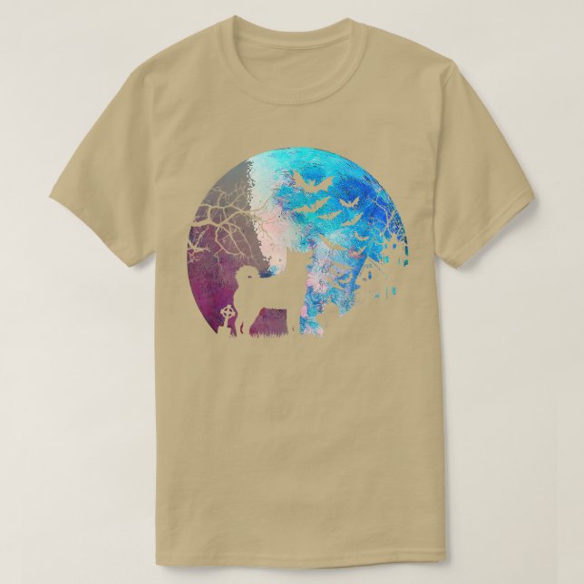 Camiseta Halloween Elkhound, Graves, Watercolor Moon y Haun (Diseño del anverso)