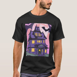 Camiseta Halloween embrujado House Bats Moon Emo Gótico