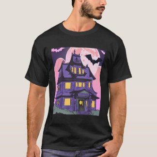 Camiseta Halloween embrujado House Bats Moon Emo Gótico