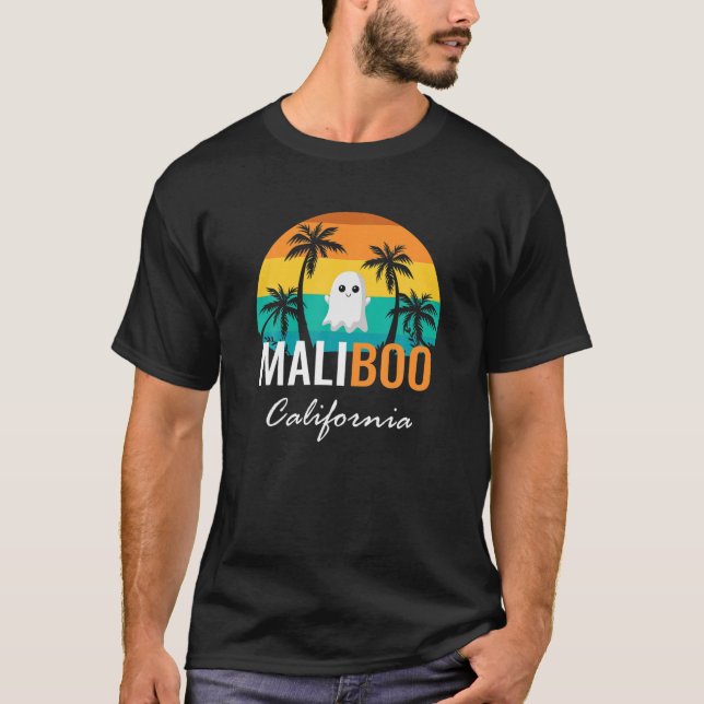 Camiseta Halloween En Agosto, Maliboo California, Funny Mal (Anverso)