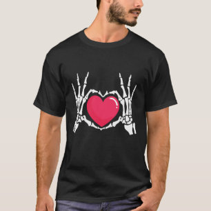 Camiseta Halloween en Skeleton Hand Heart