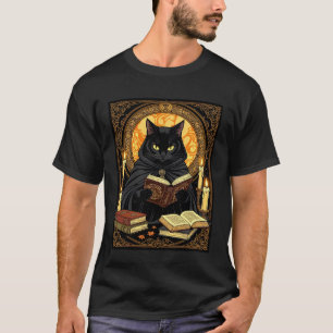 Camiseta Halloween en tapa dura Un gato leyendo libros