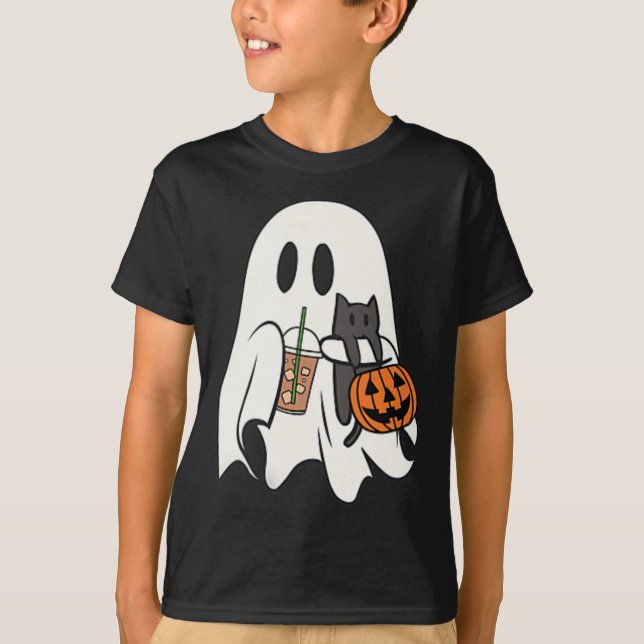 Camiseta Halloween en temporada espeluznante de café helado (Anverso)