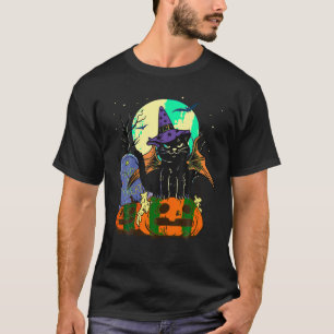 Camiseta Halloween: Enfadada bruja negra de gato Gorra de c