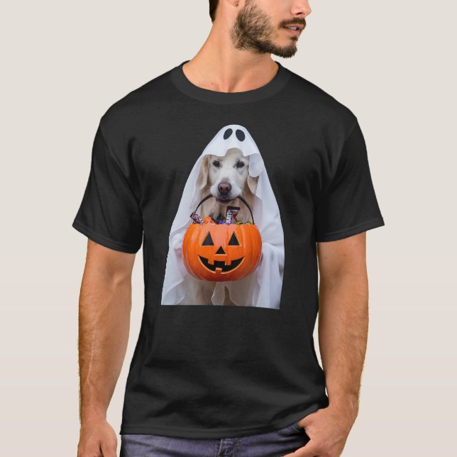 Camiseta Halloween English Cream Golden Retriever Pumpkin D (Anverso)