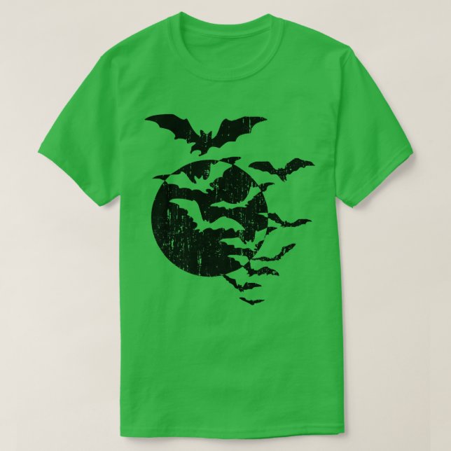 Camiseta Halloween Enjambre de murciélagos Luna llena de fa (Diseño del anverso)