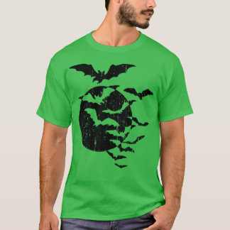 Camiseta Halloween Enjambre de murciélagos Luna llena de fa