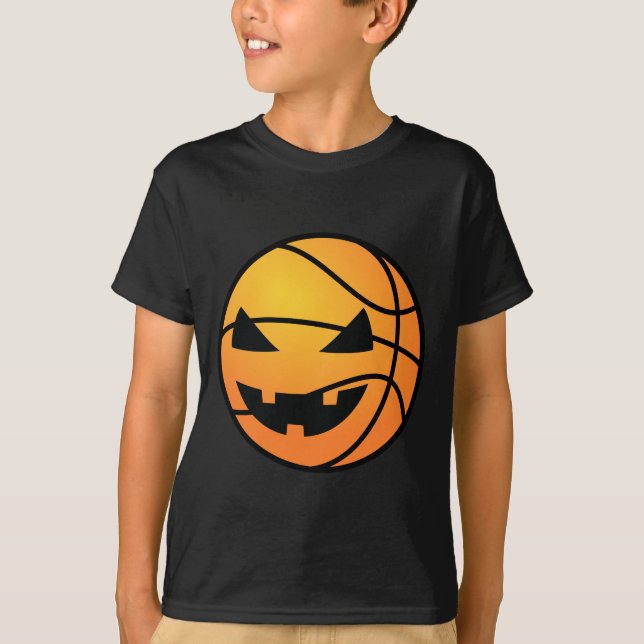 Camiseta Halloween es divertida para Jack O Lantern Basketb (Anverso)