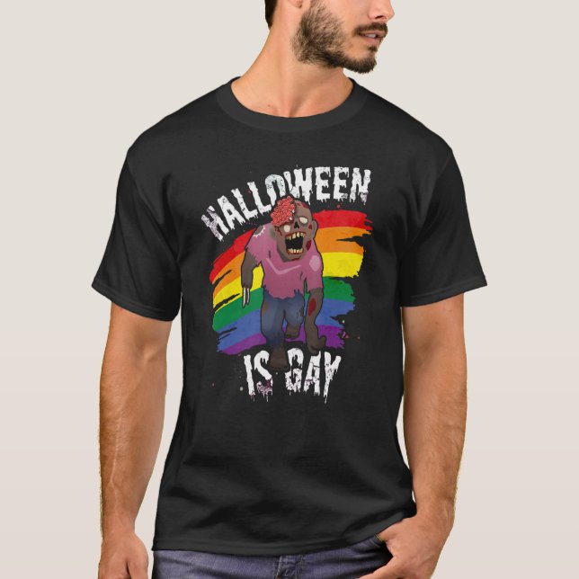Camiseta Halloween es un orgullo gay, un disfraz zombi pere (Anverso)