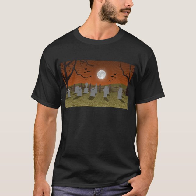 Camiseta Halloween: Escena del cementerio: (Anverso)