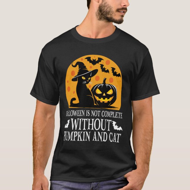 Camiseta Halloween espeluznante con gato negro picante y ca (Anverso)