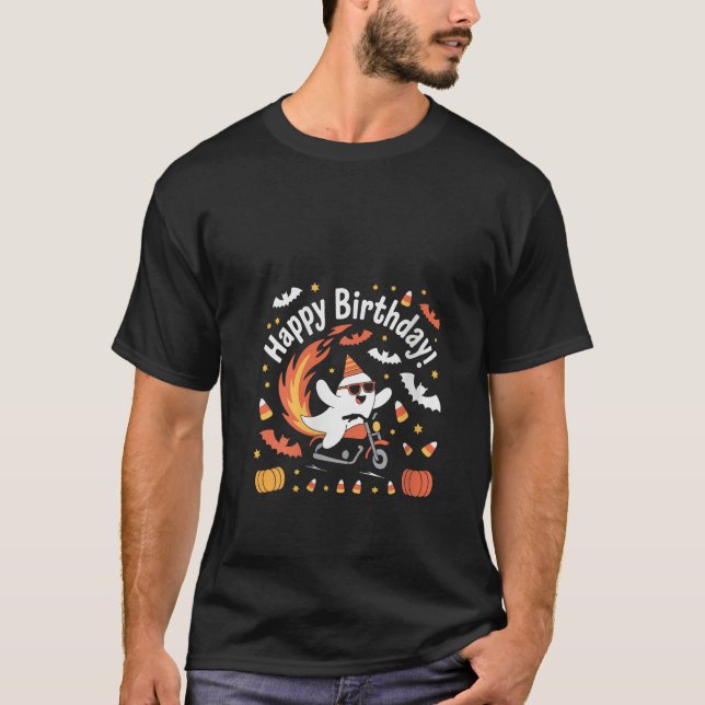 Camiseta Halloween espeluznante de la motocicleta Guay Ghos (Anverso)