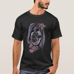 Camiseta Halloween espeluznante Lady Sugar Skull Dia De Los