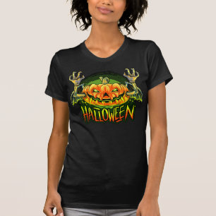 Camiseta Halloween espeluznante Neon Bat Pumpkin
