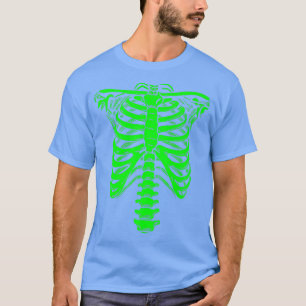Camiseta halloween Esqueleto Rib Ácido enjaulado verde 