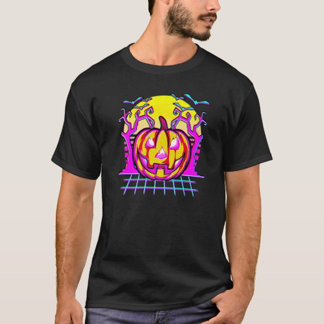 Camiseta Halloween Estética De Vaporwave Synthwave Retro 19 (Anverso)