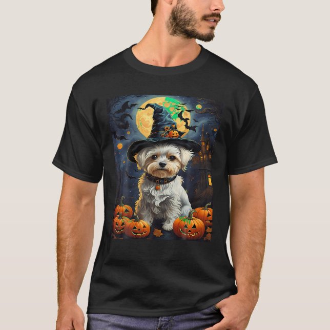 Camiseta Halloween estético Polvo de calabaza para perros m (Anverso)