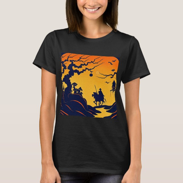 Camiseta Halloween - Estilo Woodcut 8 (Anverso)