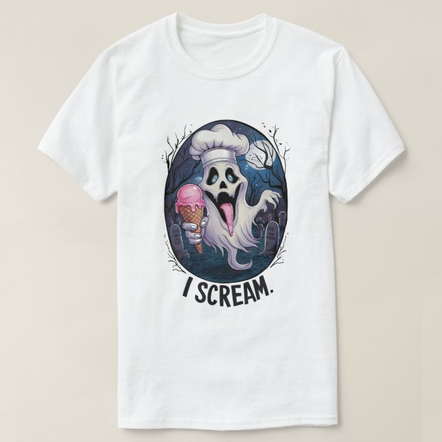 Camiseta Halloween, Famoso Crema de Hielo Fantasma Chef (Diseño del anverso)