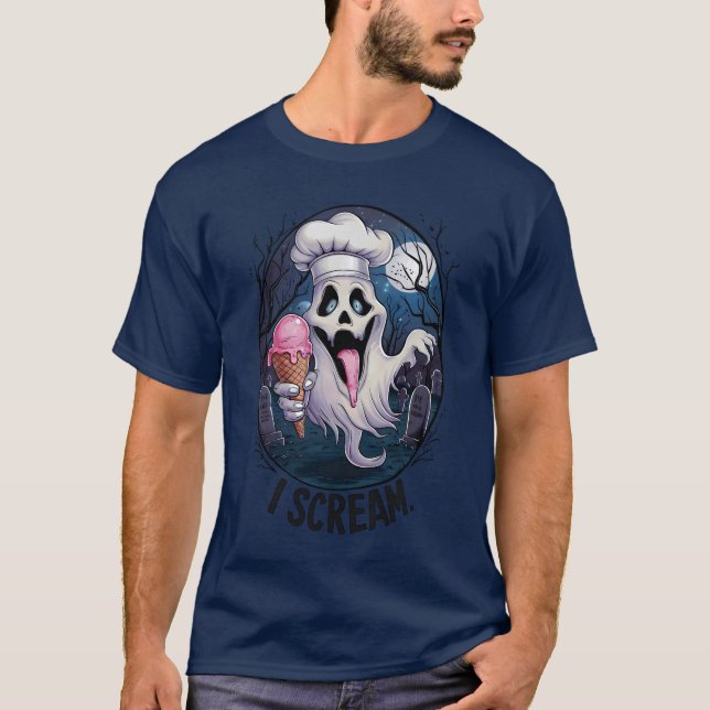 Camiseta Halloween, Famoso Crema de Hielo Fantasma Chef (Anverso)