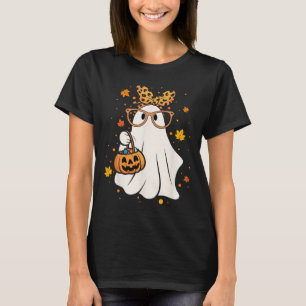 Camiseta Halloween Fantasma Gles Cute Leopardo Ndana Mujere